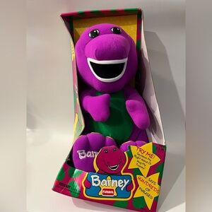 Vintage 1992 Talking Barney Purple Dinosaur Plush 71245 Playskool New